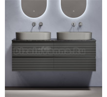 Тумба с раковиной Sancos Folk 140 grey soft, столешница черный мрамор TT140A1, раковина CN6048MH