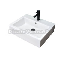 Накладная раковина GID Geometrico N9157 57 глянцевая белая, прямоугольная, фаянс, с 1 отверстием под смеситель