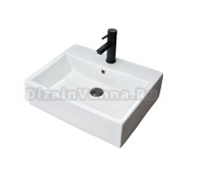 Накладная раковина GID Geometrico N9153 53 глянцевая белая, прямоугольная, фаянс, с 1 отверстием под смеситель