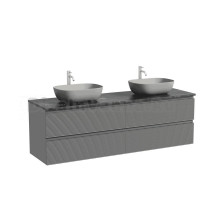 Тумба с раковиной Sancos Folk 160 grey soft, столешница черный мрамор TT160A1X, раковина CN6009MH