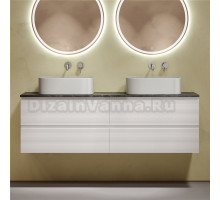 Тумба с раковиной Sancos Folk 160 bianco, столешница черный мрамор TT160A1, раковина CN6052MSG