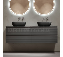 Тумба с раковиной Sancos Folk 160 grey soft, столешница черный мрамор TT160A1, раковина CN6009MB