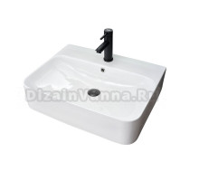 Накладная раковина GID Geometrico N9258 60 глянцевая белая, прямоугольная, фаянс, с 1 отверстием под смеситель