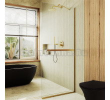 Душевая перегородка Maybahglass MGD-1418-3у 99 см, профиль золото, стекло прозрачное