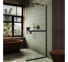 Душевая перегородка Maybahglass MGD-1418-6у 99 см, профиль черный, стекло прозрачное