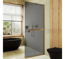 Душевая перегородка Maybahglass MGD-1462-3у 99 см, профиль золото, стекло графит матовое