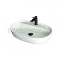 Накладная раковина GID Lago Wm1346 61 матовая белая, овальная, фаянс, с 1 отверстием под смеситель