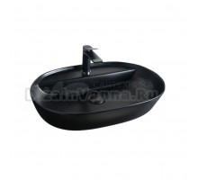 Накладная раковина GID Lago Bm1346 61 матовая черная, овальная, фаянс, с 1 отверстием под смеситель