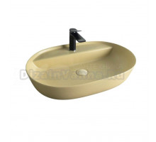 Накладная раковина GID Lago Sr1346 61 матовая светло-коричневая, овальная, фаянс, с 1 отверстием под смеситель