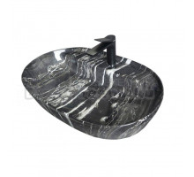 Накладная раковина GID Lago Bs1346 61 под глянцевый камень, овальная, фаянс, с 1 отверстием под смеситель