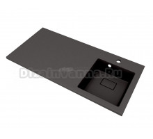 Раковина над стиральной машиной Florentina Аванти 100 R матовый антрацит, прямоугольная, искусственный камень, со столешницей слева, с комплектом кронштейнов