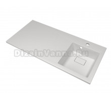 Раковина над стиральной машиной Florentina Аванти 100 R жасмин, прямоугольная, искусственный камень, со столешницей слева, с комплектом кронштейнов