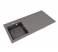 Раковина над стиральной машиной Florentina Аванти 100 L серый шелк, прямоугольная, искусственный камень, со столешницей справа, с комплектом кронштейнов