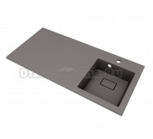 Раковина над стиральной машиной Florentina Аванти 100 R серый шелк, прямоугольная, искусственный камень, со столешницей слева, с комплектом кронштейнов