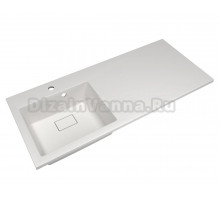 Раковина над стиральной машиной Florentina Аванти 110 L жасмин, прямоугольная, искусственный камень, со столешницей справа, с комплектом кронштейнов