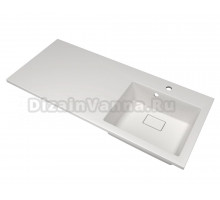 Раковина над стиральной машиной Florentina Аванти 110 R жасмин, прямоугольная, искусственный камень, со столешницей слева, с комплектом кронштейнов