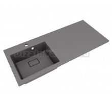 Раковина над стиральной машиной Florentina Аванти 110 L серый шелк, прямоугольная, искусственный камень, со столешницей справа, с комплектом кронштейнов