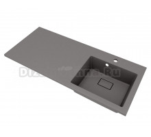 Раковина над стиральной машиной Florentina Аванти 110 R серый шелк, прямоугольная, искусственный камень, со столешницей слева, с комплектом кронштейнов