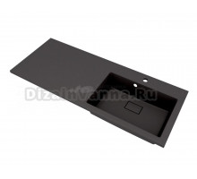 Раковина над стиральной машиной Florentina Аванти 120 R матовый антрацит, прямоугольная, искусственный камень, со столешницей слева, с комплектом кронштейнов