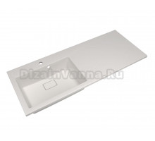 Раковина над стиральной машиной Florentina Аванти 120 L жасмин, прямоугольная, искусственный камень, со столешницей справа, с комплектом кронштейнов