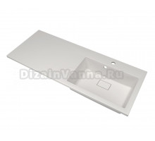 Раковина над стиральной машиной Florentina Аванти 120 R жасмин, прямоугольная, искусственный камень, со столешницей слева, с комплектом кронштейнов