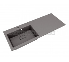 Раковина над стиральной машиной Florentina Аванти 120 L серый шелк, прямоугольная, искусственный камень, со столешницей справа, с комплектом кронштейнов
