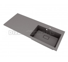 Раковина над стиральной машиной Florentina Аванти 120 R серый шелк, прямоугольная, искусственный камень, со столешницей слева, с комплектом кронштейнов