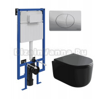 Комплект 3 в 1 Унитаз подвесной Ceramicanova Ulma CN4006TMB + Инсталляция STWORKI 510162 + Кнопка 230823 цвет матовый хром