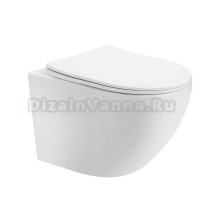 Унитаз подвесной Abber Bequem AC1100T безободковый, с микролифтом, белый