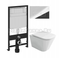 Комплект 3 в 1 Унитаз подвесной Ceramicanova Union CN4009T + Инсталляция EWRIKA ProLT 0026-2020 + Кнопка 0041 цвет хром