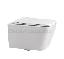 Унитаз подвесной Abber Rechteck AC1201MW безободковый, с микролифтом, белый матовый