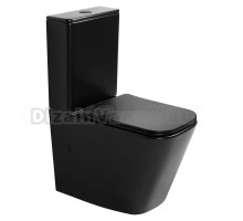 Унитаз-компакт напольный Abber Rechteck AC1210TMB безободковый, с микролифтом, черный матовый