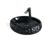 Накладная раковина GID Lago 9030bf 48 глянцевая черная, овальная, фаянс