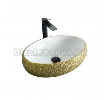 Накладная раковина GID Lago Nc433 48 глянцевая белая, золото, овальная, фаянс