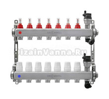 Коллекторная группа KROMWELL KW.SM6000675 1" ВР-3/4" НР, 7 выходов, с расходомерами