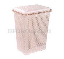 Корзина для белья Альтернатива Вязаное плетение 262667 25 л, напольная, бежевая, прямоугольная, пластик