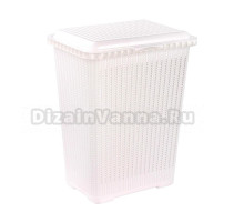 Корзина для белья Альтернатива Вязаное плетение 262668 25 л, напольная, белая, прямоугольная, пластик