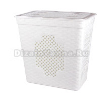 Корзина для белья Альтернатива Плетенка Люкс 217097 85 л, напольная, белая, прямоугольная, пластик