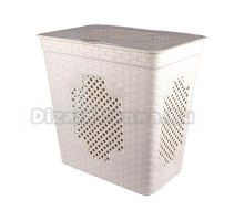 Корзина для белья Альтернатива Плетенка Люкс 53072 85 л, напольная, бежевая, прямоугольная, пластик