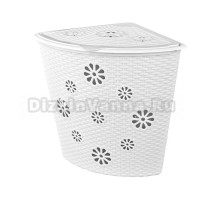 Корзина для белья Альтернатива Плетенка 52988 45 л, напольная, белая, угловая, пластик