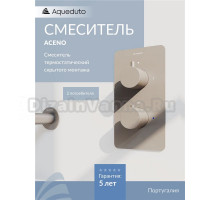 Термостатический смеситель встраиваемый Aqueduto Aceno ACE0245 С ВНУТРЕННЕЙ ЧАСТЬЮ, оружейная сталь