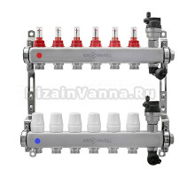 Коллекторная группа KROMWELL KW.SM6000665 1" ВР-3/4" НР, 6 выходов, с расходомерами