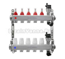 Коллекторная группа KROMWELL KW.SM6000655 1" ВР-3/4" НР, 5 выходов, с расходомерами