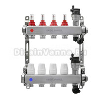 Коллекторная группа KROMWELL KW.SM6000645 1" ВР-3/4" НР, 4 выхода, с расходомерами
