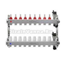 Коллекторная группа KROMWELL KW.SM6000695 1" ВР-3/4" НР, 9 выходов, с расходомерами