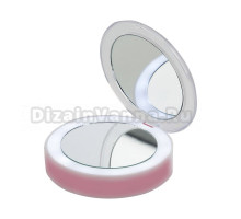 Косметическое зеркало Energy EN-702 с подсветкой, с диммером, розовое