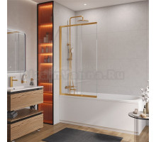 Шторка на ванну Cezares Slider SLIDER-FIX-VF-11-90/150-C-BORO профиль золото, стекло прозрачное
