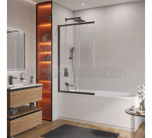 Шторка на ванну Cezares Slider SLIDER-FIX-VF-11-90/150-C-NERO профиль черный, стекло прозрачное