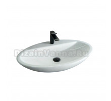 Накладная раковина GID Lago N9435 73 глянцевая белая, овальная, фаянс, с 1 отверстием под смеситель