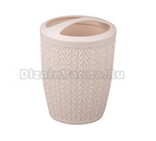 Стакан для зубных щеток Альтернатива Вязаное плетение 262856 бежевый, пластиковый